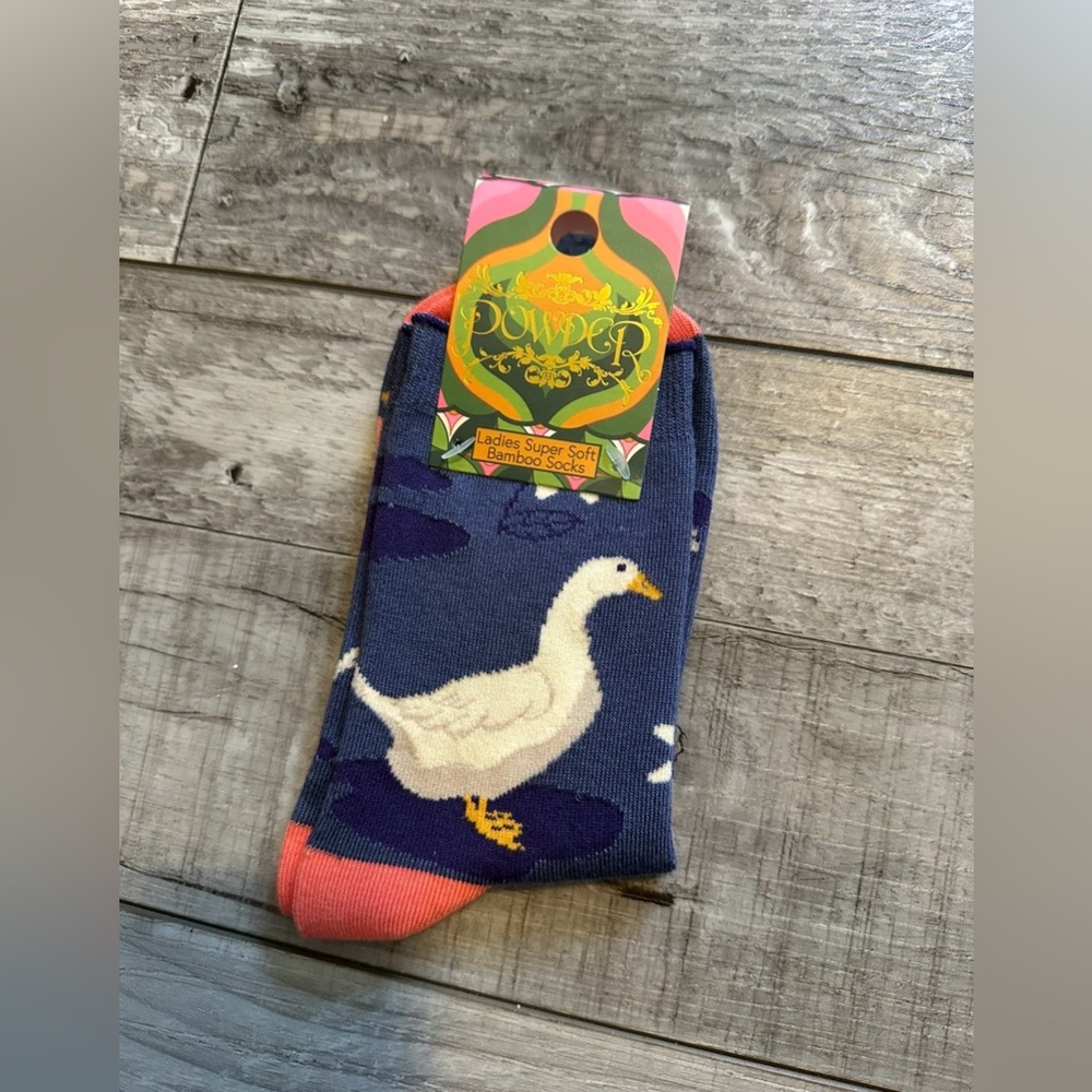 NWT Powder UK Super Soft Bamboo Ankle Socks Daisies Duck Navy UK Size 3-8